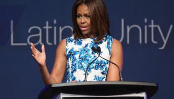 First Lady Michelle Obama emphasizes the importance of higher education to empower the Latino community as she spoke at the national conference of the League of United Latin American Citizens (LULAC).