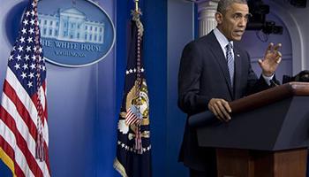 President Barack Obama speaks in the Brady Press Briefing Room at the White House in Washington, Monday, Nov. 24, 2014, after the Ferguson grand jury decided not to indict police officer Darren Wilson in the shooting death of Michael Brown.