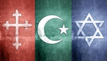 symbols of Christianity, Islam and Judaism