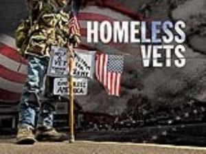 illustration of Homeless Vets, including soldier and American flag